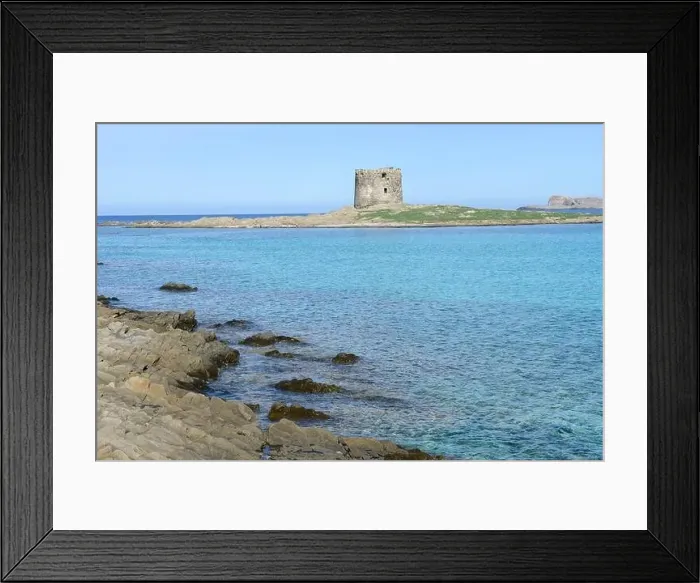 Framed Print : View at the beach of Pelosa at Stintino on Sardinia in Italy Framed Print : View at the beach of Pelosa at Stintino on Sardinia in Italy