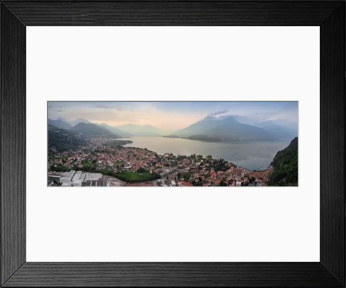 Framed Print : AERIAL VIEW. Scenic picture, postcard view from the lake of a little old village in Lombardy Framed Print : AERIAL VIEW. Scenic picture, postcard view from the lake of a little old village in Lombardy