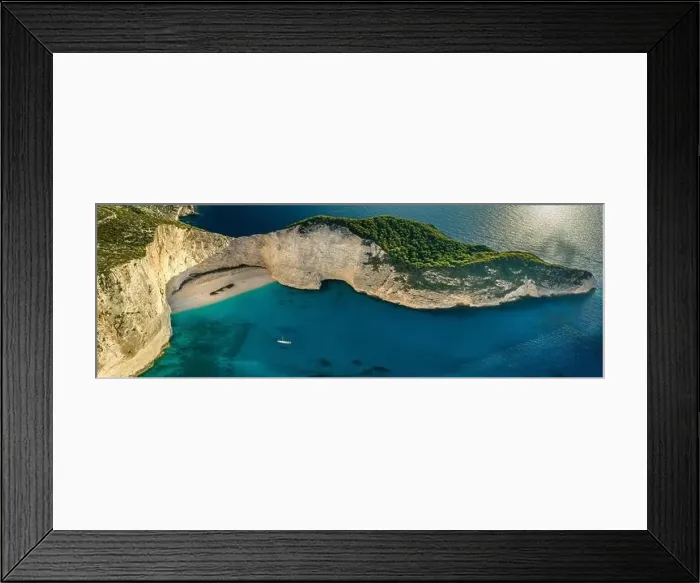 Framed Print : Aerial view of world famous calendar perfect Navagio ship wreck beach in Zakynthos Greece Framed Print : Aerial view of world famous calendar perfect Navagio ship wreck beach in Zakynthos Greece
