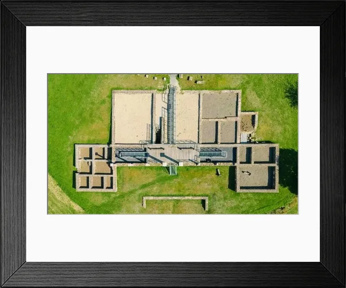 Framed Print : Top down aerial shot of a Roman villa ruin near Holsthum, Germany Framed Print : Top down aerial shot of a Roman villa ruin near Holsthum, Germany