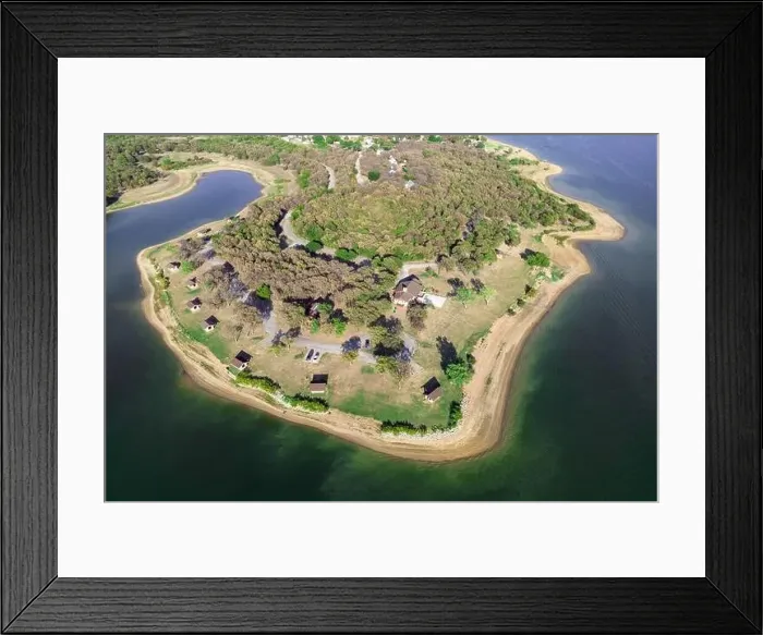 Framed Print : Aerial view of island with green trees Framed Print : Aerial view of island with green trees