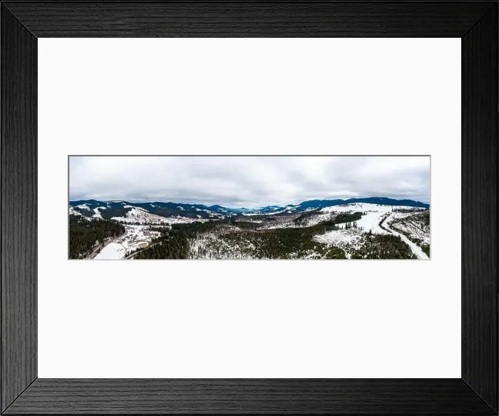 Framed Print : Carpathian slopes in the snow, view of the mountains from above, drone panorama, winter in the Carpathian mountains Framed Print : Carpathian slopes in the snow, view of the mountains from above, drone panorama, winter in the Carpathian mountains