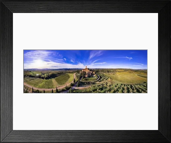 Framed Print : Golden vineyards of Tuscany. Aerial drone view Framed Print : Golden vineyards of Tuscany. Aerial drone view