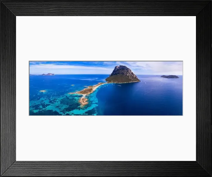 Framed Print : aerial drone panoramic view of splendid island and beach Tavolara in Sardegna Framed Print : aerial drone panoramic view of splendid island and beach Tavolara in Sardegna
