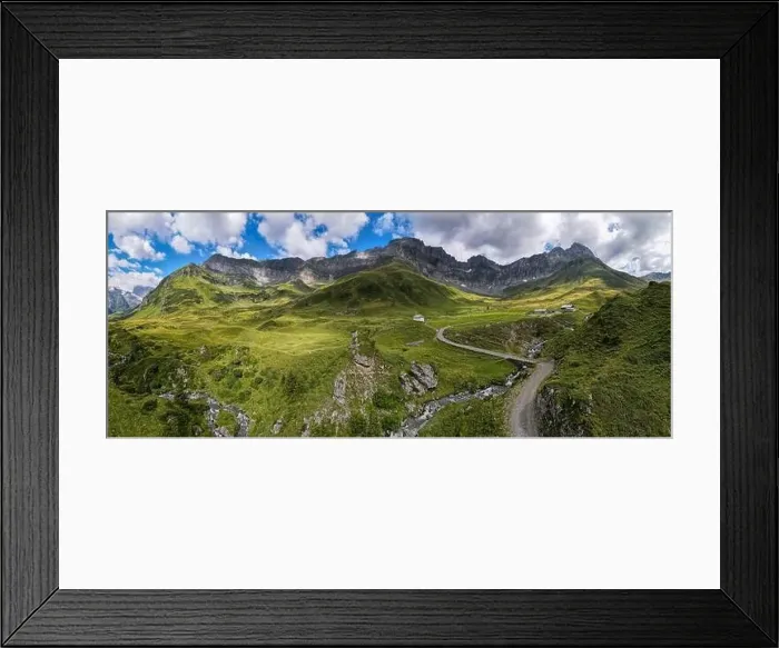 Framed Print : Drone view at Furenalp over Engelberg on the Swiss alps Framed Print : Drone view at Furenalp over Engelberg on the Swiss alps