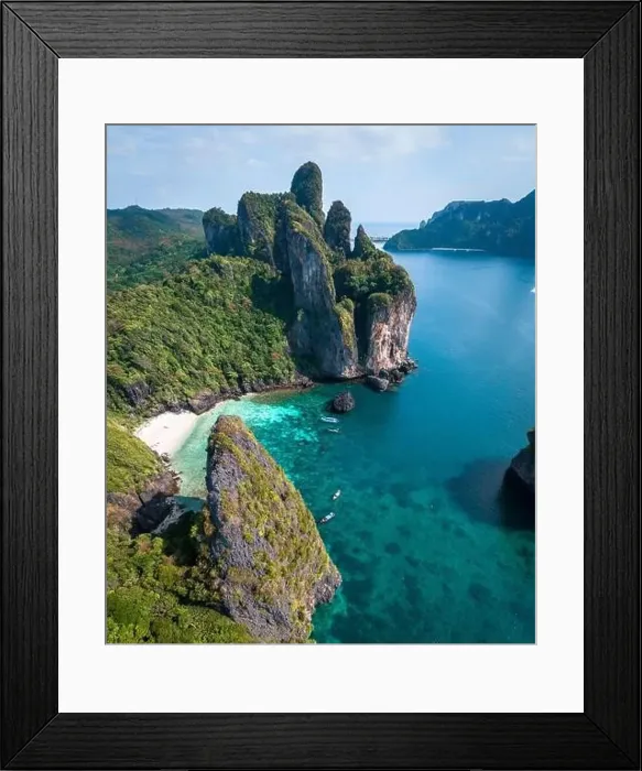 Framed Print : Aerial view of Nui beach in koh Phi Phi Don island, in Krabi, Thailand Framed Print : Aerial view of Nui beach in koh Phi Phi Don island, in Krabi, Thailand