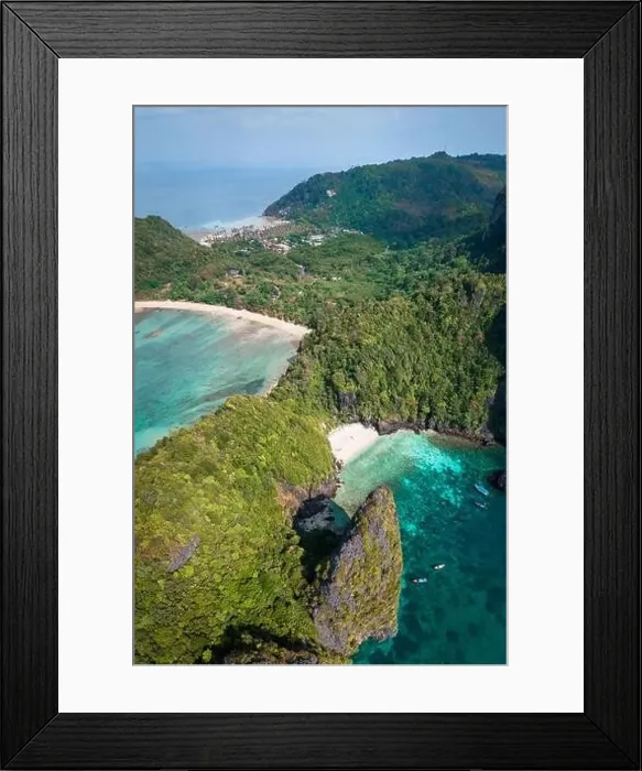 Framed Print : Aerial view of Nui beach in koh Phi Phi Don island, in Krabi, Thailand Framed Print : Aerial view of Nui beach in koh Phi Phi Don island, in Krabi, Thailand