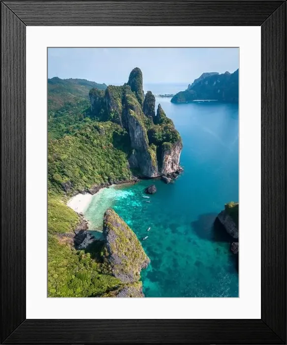 Framed Print : Aerial view of Nui beach in koh Phi Phi Don island, in Krabi, Thailand Framed Print : Aerial view of Nui beach in koh Phi Phi Don island, in Krabi, Thailand