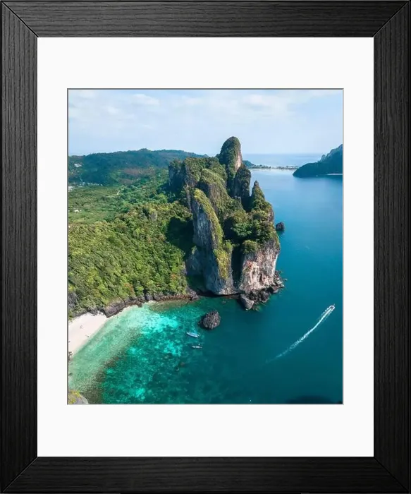 Framed Print : Aerial view of Nui beach in koh Phi Phi Don island, in Krabi, Thailand Framed Print : Aerial view of Nui beach in koh Phi Phi Don island, in Krabi, Thailand