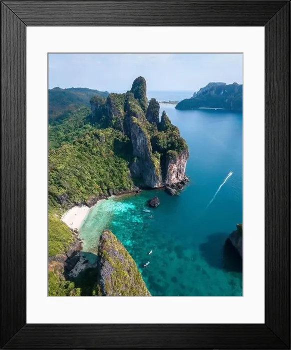 Framed Print : Aerial view of Nui beach in koh Phi Phi Don island, in Krabi, Thailand Framed Print : Aerial view of Nui beach in koh Phi Phi Don island, in Krabi, Thailand