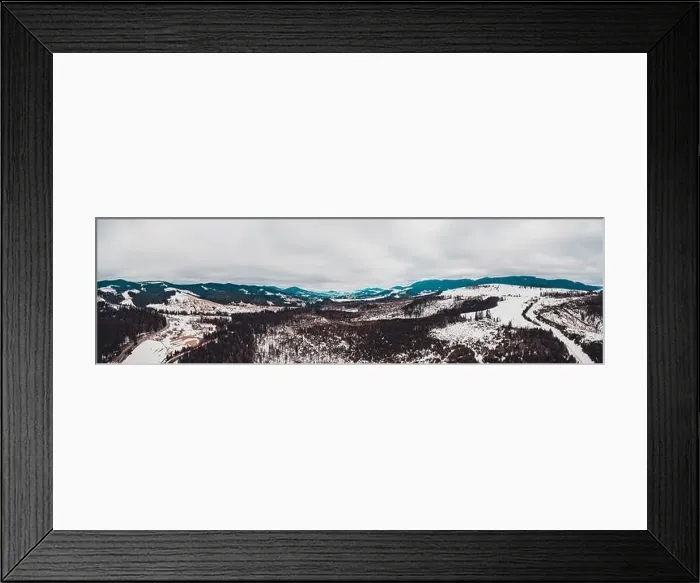 Framed Print : Carpathian slopes in the snow, view of the mountains from above, drone panorama, winter in the Carpathian mountains Framed Print : Carpathian slopes in the snow, view of the mountains from above, drone panorama, winter in the Carpathian mountains
