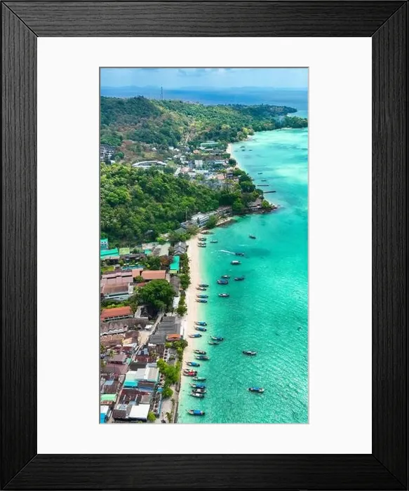 Framed Print : Aerial view of Ton Sai Beach in Koh Phi Phi, Krabi Thailand Framed Print : Aerial view of Ton Sai Beach in Koh Phi Phi, Krabi Thailand