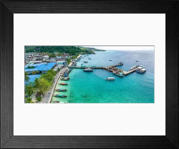 Framed Print : Aerial view of Ton Sai Beach in Koh Phi Phi, Krabi Thailand Framed Print : Aerial view of Ton Sai Beach in Koh Phi Phi, Krabi Thailand
