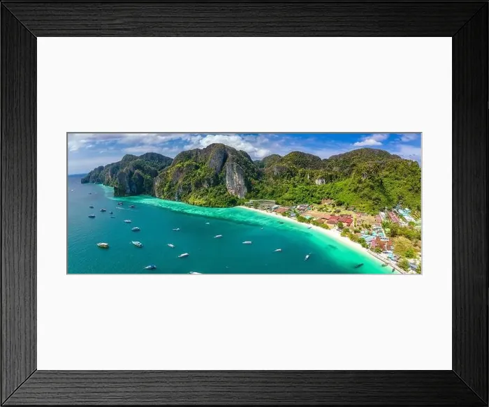 Framed Print : Aerial view of Ton Sai Beach in Koh Phi Phi, Krabi Thailand