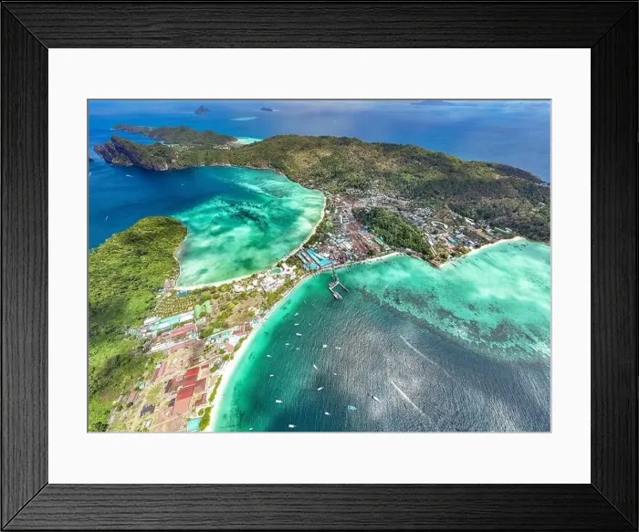 Framed Print : Aerial view of Ton Sai Beach in Koh Phi Phi, Krabi Thailand Framed Print : Aerial view of Ton Sai Beach in Koh Phi Phi, Krabi Thailand