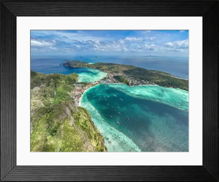 Framed Print : Aerial view of Ton Sai Beach in Koh Phi Phi, Krabi Thailand