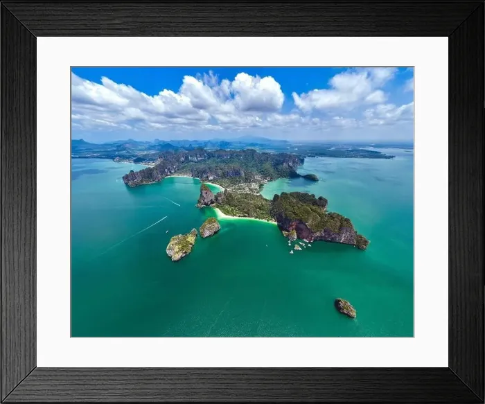 Framed Print : Aerial view of Railay and Phra nang Cave Beach in Krabi, Thailand