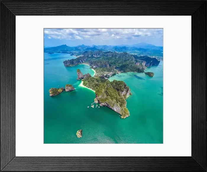 Framed Print : Aerial view of Railay and Phra nang Cave Beach in Krabi, Thailand Framed Print : Aerial view of Railay and Phra nang Cave Beach in Krabi, Thailand