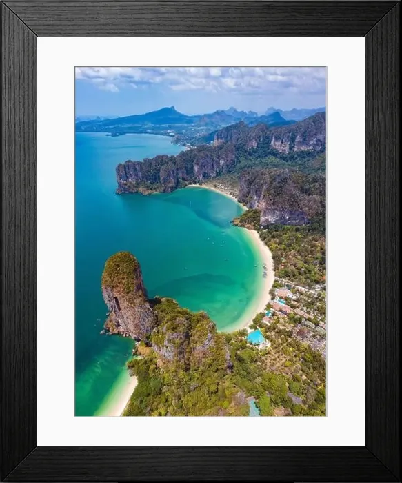Framed Print : Aerial view of Railay and Phra nang Cave Beach in Krabi, Thailand Framed Print : Aerial view of Railay and Phra nang Cave Beach in Krabi, Thailand