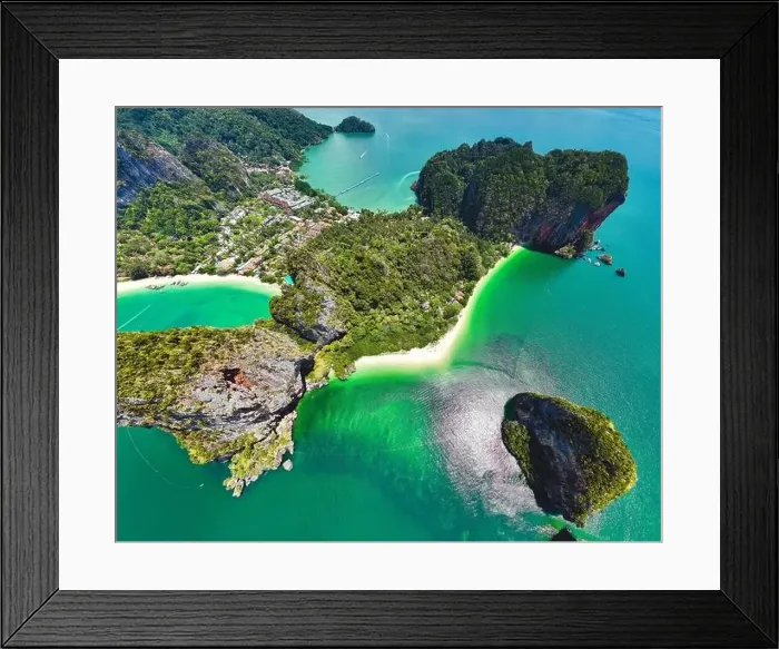 Framed Print : Aerial view of Railay and Phra nang Cave Beach in Krabi, Thailand
