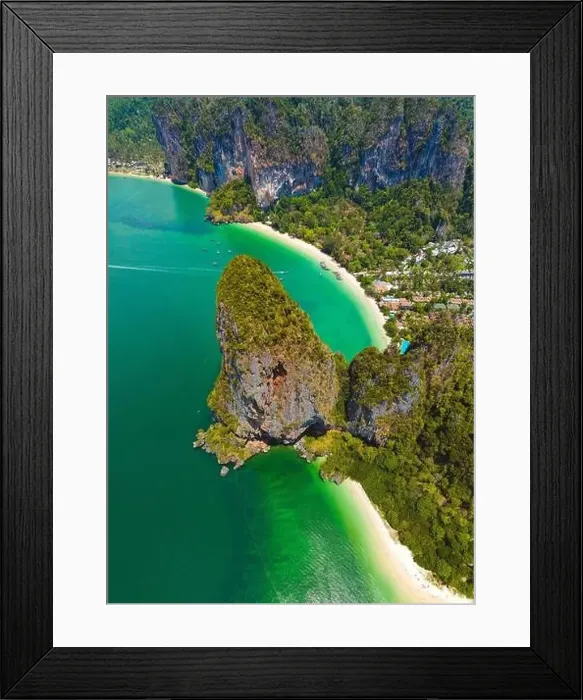 Framed Print : Aerial view of Railay and Phra nang Cave Beach in Krabi, Thailand Framed Print : Aerial view of Railay and Phra nang Cave Beach in Krabi, Thailand