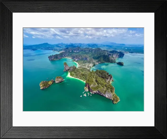 Framed Print : Aerial view of Railay and Phra nang Cave Beach in Krabi, Thailand Framed Print : Aerial view of Railay and Phra nang Cave Beach in Krabi, Thailand