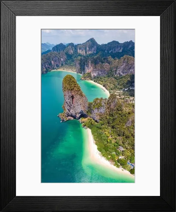 Framed Print : Aerial view of Railay and Phra nang Cave Beach in Krabi, Thailand Framed Print : Aerial view of Railay and Phra nang Cave Beach in Krabi, Thailand