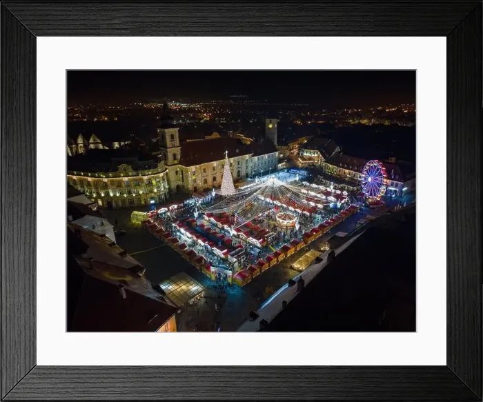 Framed Print : Landscape photography of Sibiu city center with the Christmas Fair Framed Print : Landscape photography of Sibiu city center with the Christmas Fair