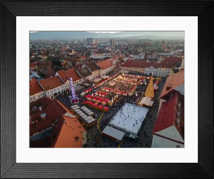 Framed Print : Landscape photography of Sibiu city center with the Christmas Fair Framed Print : Landscape photography of Sibiu city center with the Christmas Fair
