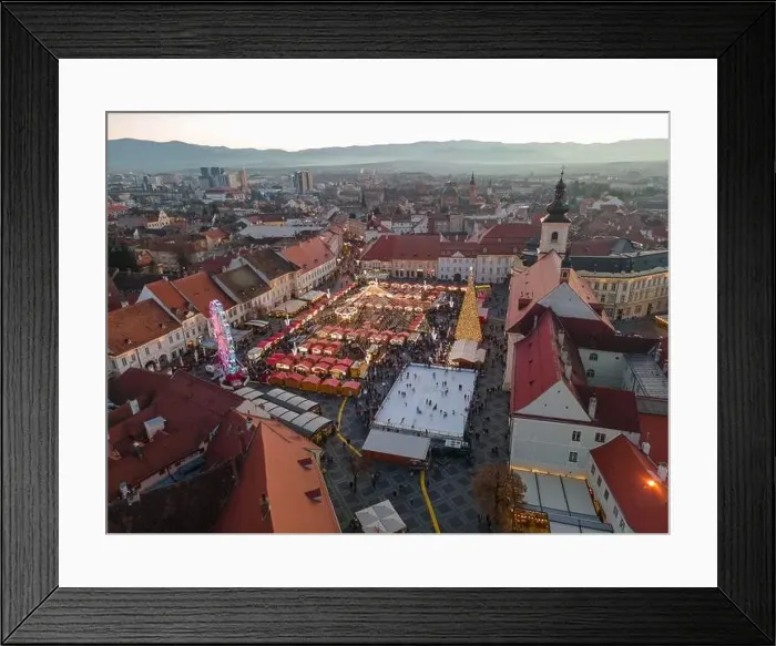 Framed Print : Landscape photography of Sibiu city center with the Christmas Fair Framed Print : Landscape photography of Sibiu city center with the Christmas Fair