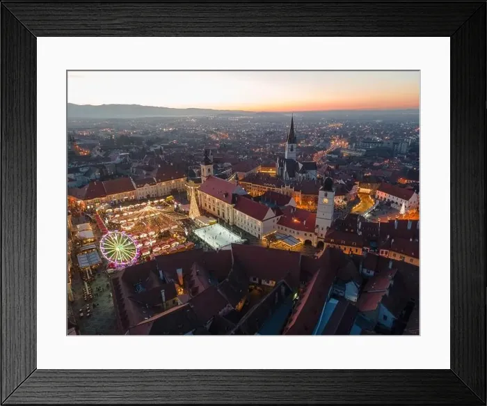 Framed Print : Landscape photography of Sibiu city center with the Christmas Fair Framed Print : Landscape photography of Sibiu city center with the Christmas Fair