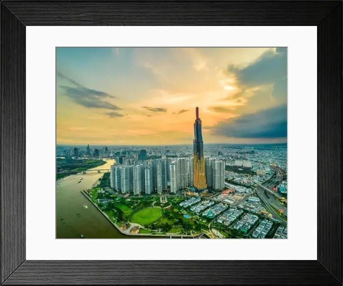Framed Print : Top view aerial of center Ho Chi Minh city Framed Print : Top view aerial of center Ho Chi Minh city