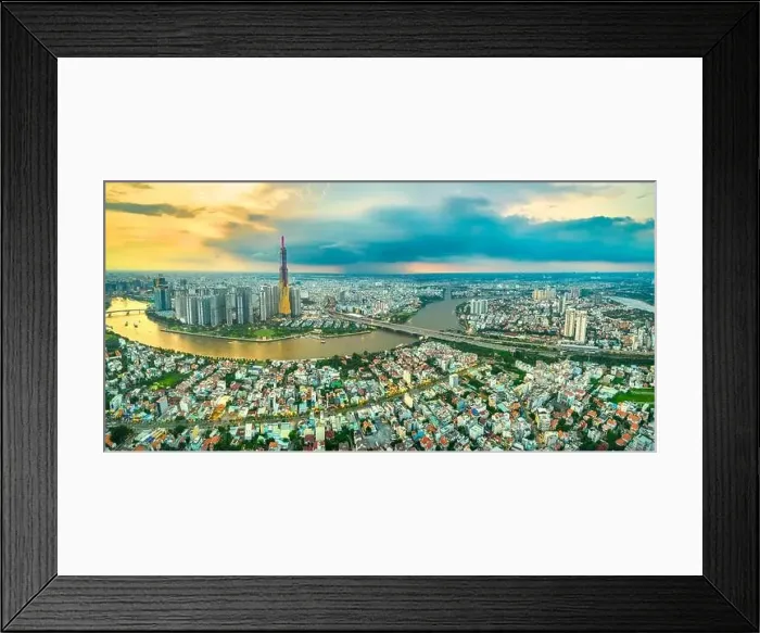 Framed Print : Top view aerial of center Ho Chi Minh city Framed Print : Top view aerial of center Ho Chi Minh city