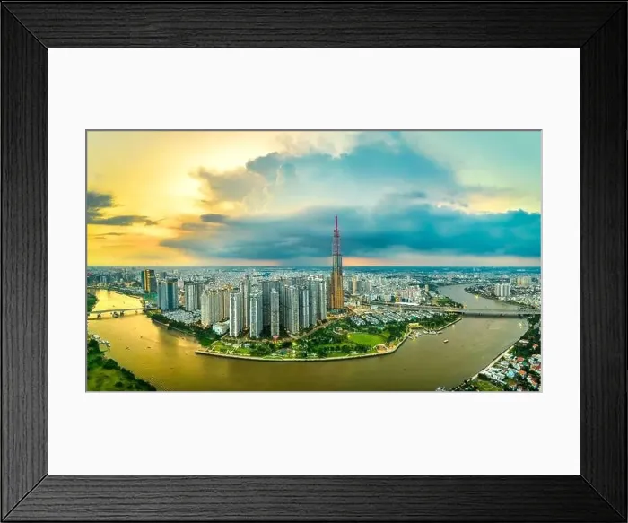 Framed Print : Top view aerial of center Ho Chi Minh city Framed Print : Top view aerial of center Ho Chi Minh city