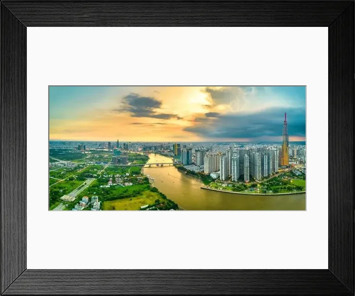 Framed Print : Top view aerial of center Ho Chi Minh city Framed Print : Top view aerial of center Ho Chi Minh city