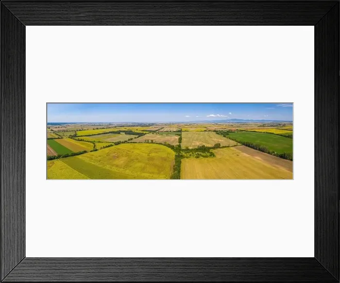 Framed Print : Aerial view of agricultural fields