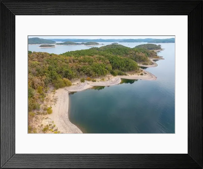 Framed Print : Aerial view of landscape of the surface of the water of Broken Bow lake Framed Print : Aerial view of landscape of the surface of the water of Broken Bow lake