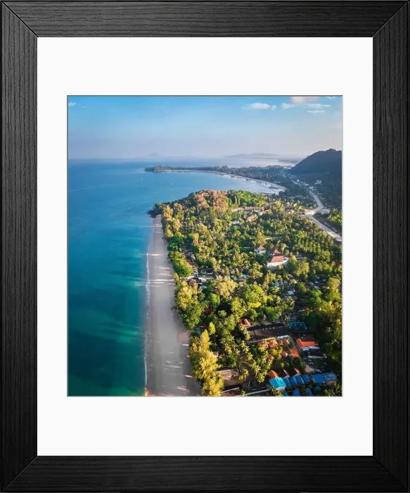 Framed Print : Aerial view of Long Beach at sunset, in Koh Lanta, Krabi, Thailand Framed Print : Aerial view of Long Beach at sunset, in Koh Lanta, Krabi, Thailand