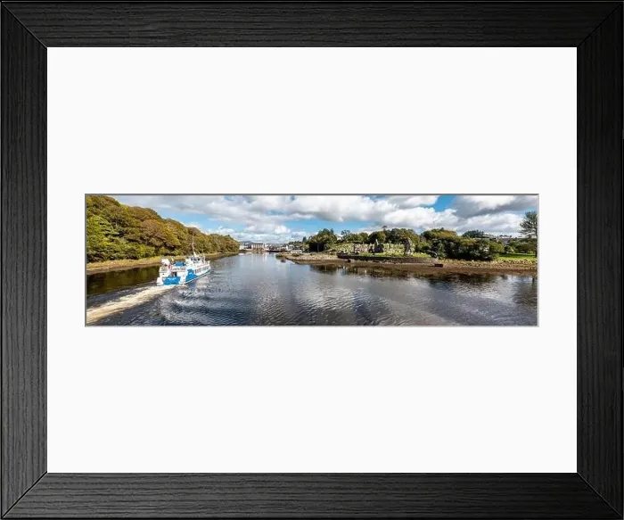 Framed Print : DONEGAL TOWN, COUNTY DONEGAL, IRELAND - SEPTEMBER 22 2022 : The waterbus arriving to the town Framed Print : DONEGAL TOWN, COUNTY DONEGAL, IRELAND - SEPTEMBER 22 2022 : The waterbus arriving to the town