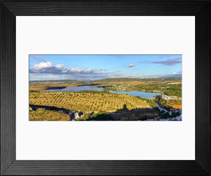 Framed Print : Panoramic and panoramic view of the landscape that is contemplated from the top of the hill of the town of Arcos de la Framed Print : Panoramic and panoramic view of the landscape that is contemplated from the top of the hill of the town of Arcos de la