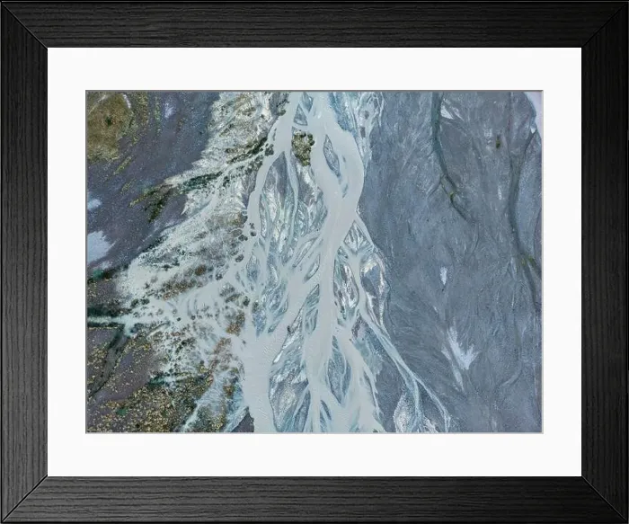 Framed Print : Aerial view of rivers and creeks flowing to Embalse de Yeso in Cajon del Maipo near Santiago de Chile Framed Print : Aerial view of rivers and creeks flowing to Embalse de Yeso in Cajon del Maipo near Santiago de Chile