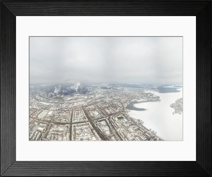 Framed Print : Winter view of the embankment of the city Nizhny Tagil and metallurgical plant from above Framed Print : Winter view of the embankment of the city Nizhny Tagil and metallurgical plant from above