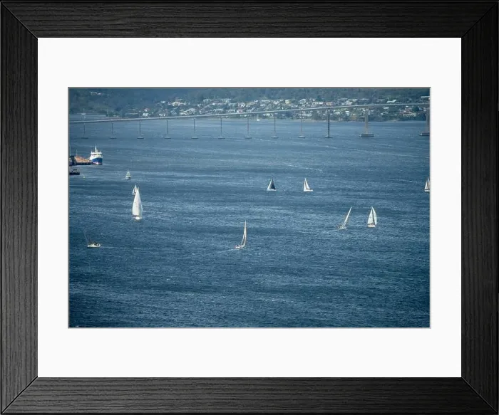 Framed Print : racing yachts on the river derwent in hobart tasmania Framed Print : racing yachts on the river derwent in hobart tasmania