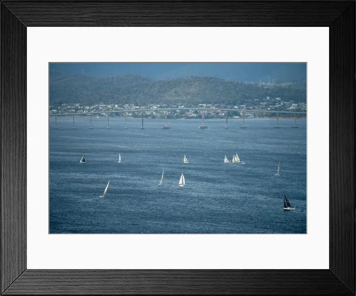 Framed Print : racing yachts on the river derwent in hobart tasmania Framed Print : racing yachts on the river derwent in hobart tasmania