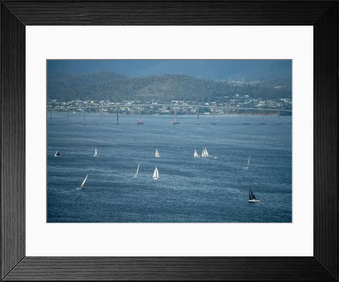 Framed Print : racing yachts on the river derwent in hobart tasmania