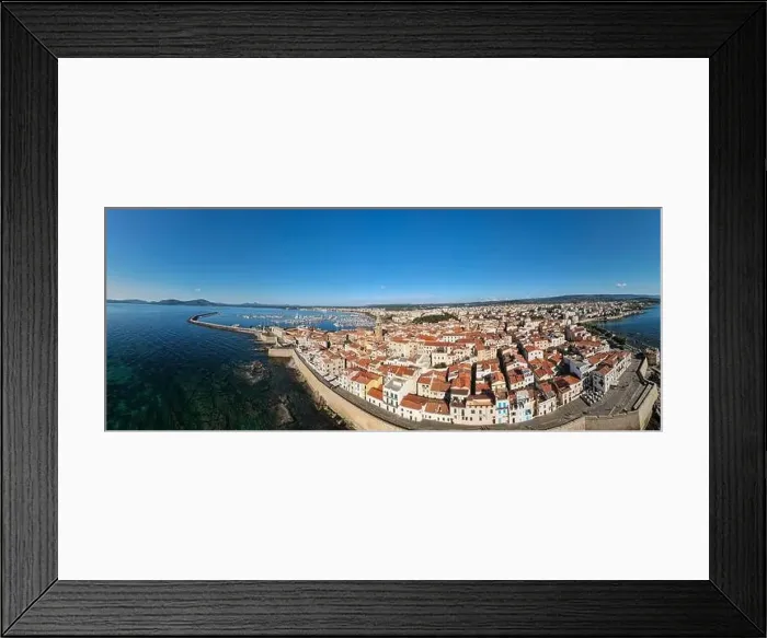 Framed Print : Drone view at the historical town of Alghero on Sardinia in Italy Framed Print : Drone view at the historical town of Alghero on Sardinia in Italy