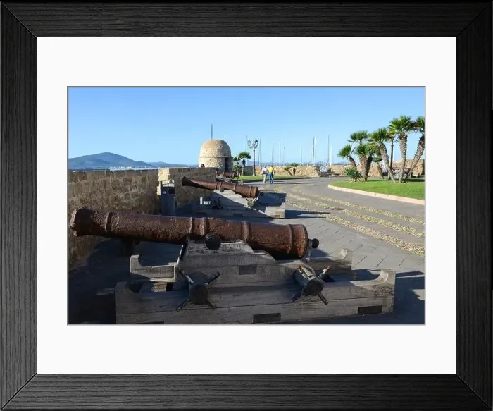Framed Print : View at the pedestrian zone of Alghero on Sardinia in Italy Framed Print : View at the pedestrian zone of Alghero on Sardinia in Italy