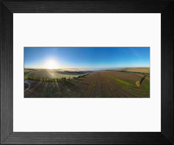 Framed Print : An aerial view on a misty autumn morning over Cranborne Chase AONB in Wiltshire, UK Framed Print : An aerial view on a misty autumn morning over Cranborne Chase AONB in Wiltshire, UK