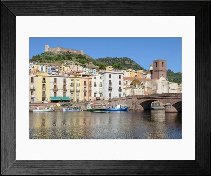 Framed Print : View at the village of Bosa on Sardinia in Italy Framed Print : View at the village of Bosa on Sardinia in Italy