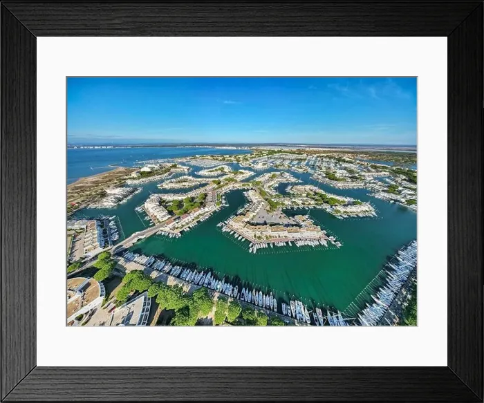 Framed Print : Aerial view of the impressive marina of Port Camargue. One of the most beautiful marina's in the French Mediterranean